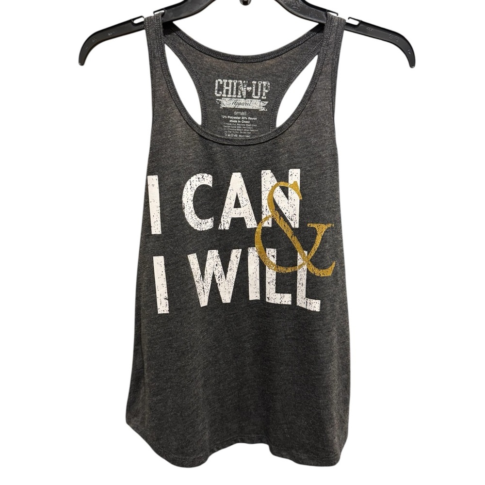 Dark Gray Racerback Tank with ‘I Can & I Will’